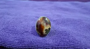 عقيق يمني أحمر خرائطي طبيعي نخب أول natural yamani agate ring