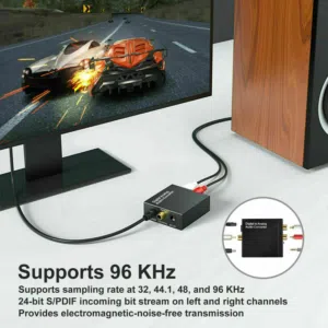 Optical Coax Digital to Analog Audio Converter Adapter With Fiber Cableشبك الصوت لشاشات مخرج الفايبر