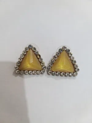 Big Shiny Yellow Earings with Stones