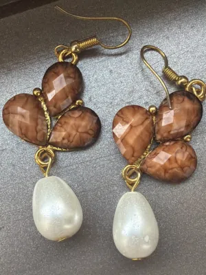 Earrings pearl and jade
