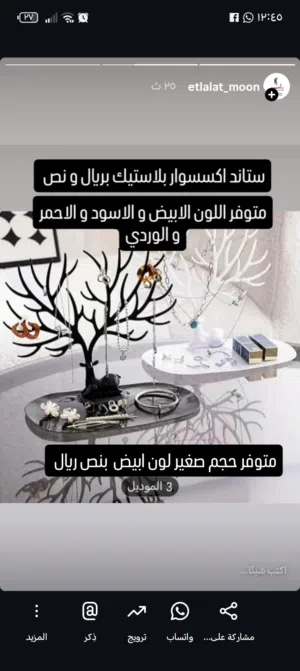 ستاند اكسسوارات بريال و نص .. متوفر اللون (الابيض و الاسود و الوردي و الاحمر)