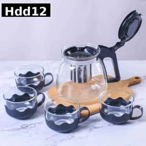 *طقم كتلي زجاج مع 4اكواب زجاج ملبس