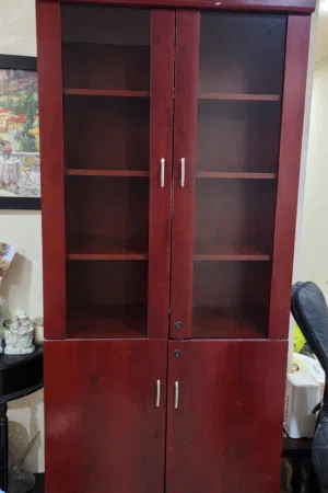 Urgent Sale  Tall Wooden Display Cabinet with Glass Doors  190 x 81 x 40 cm