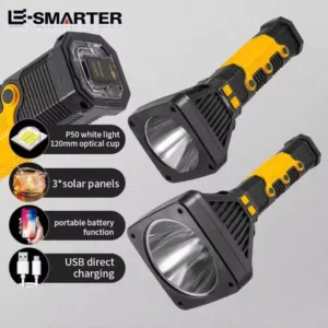 هذا المنتج عبارة عن كشاف إضاءة شمسي محمول متعدد الوظائف مناسب للتخييم والطوارئ.   إضاءة قوية: يحتوي