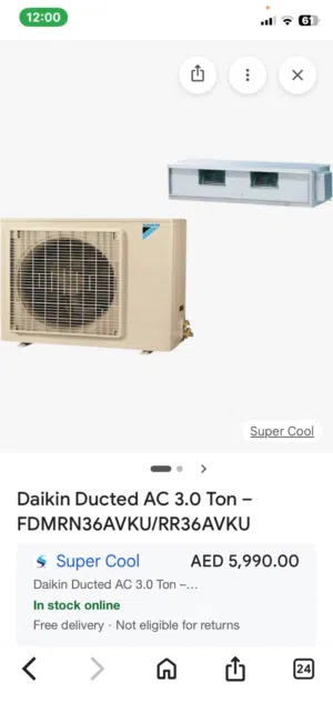 3ton DAIKIN duckt 410gas new model same like new