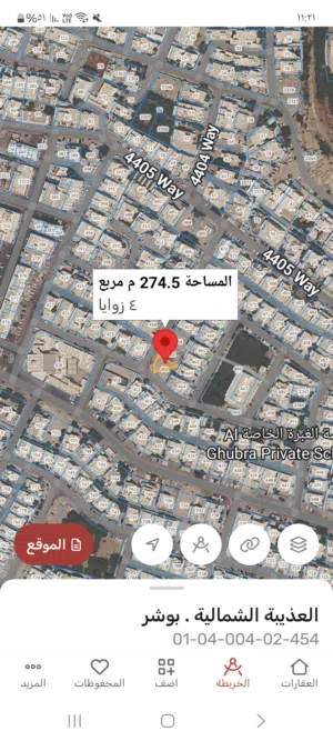للبيع ارض سكنيه زاويه ف العذيبه بالقرب من جامع ابو عبيده