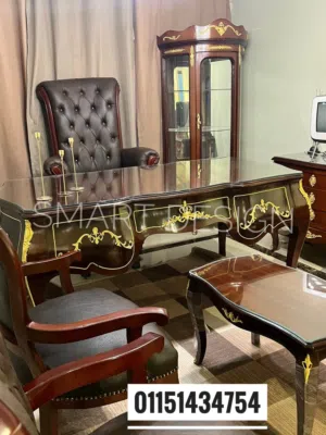 مكتب مدير كلاسيك/مكتب فرنساوي كلاسيك/مكتب وزاري خشب زان مطعم بالنحاس أثاث مكتبي