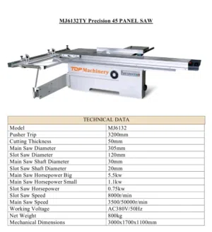 MJ6132TY Precision 45 Panel saw