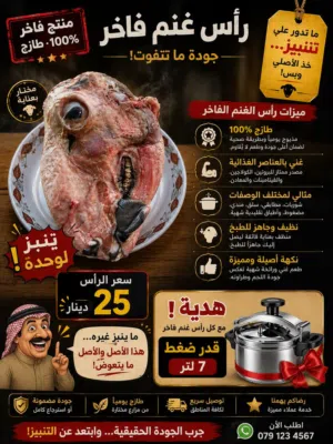 راس غنم بلدي طازج