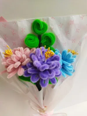 Handmade Pipe Cleaner Flower Bouquet بوكيه ورد هاند ميد من البيب كلينر