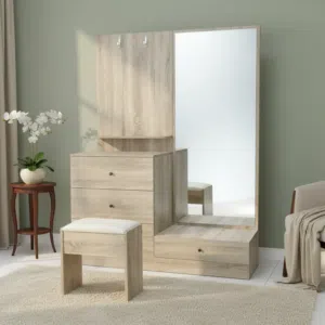 تسريحة غرف نوم مودرن مع مرآة وكرسي لون وينتر ميلون - DT-9636