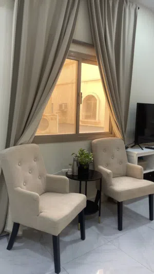 2 Arm Chair, Table and window Curtain