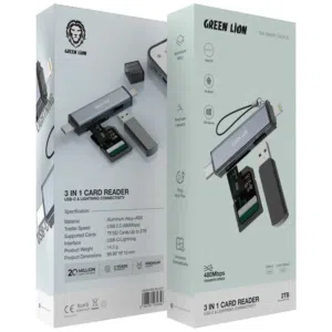 قارئ بطاقات جرين ليون 3 في 1 مع اتصال USB-C و Lightning