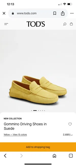 Original Tod’s Gommino Yellow Suede Loafers