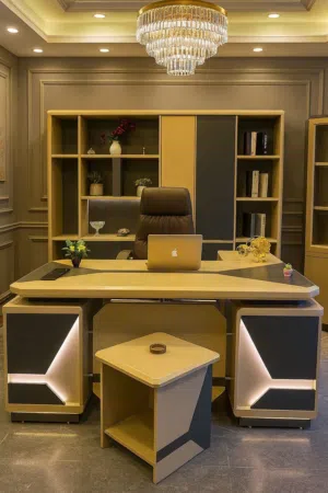 وصول سيت مكتب مودرن درجة أولى خشب HDF.صبغ حراري متوفر بعدة قياسات  cm120 cm140 cm160 cm180 cm200