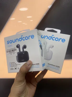 سماعة بلوتوث انكر عظم متوفرة الالون ازرق و الأسود والأبيض ومكفوله 18 شهر Anker soundcore K20i