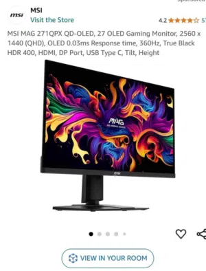27 inch gaming monitor 360 hertz 2k