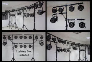 4 X Lighting Stand Double T-Bar With Crank + 3X Flat Truss Black (Large Set)
