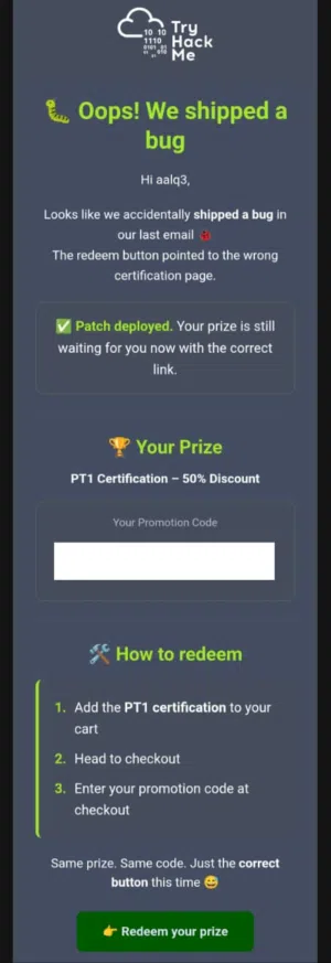 خصم Tryhackme 50% على شهادة اختبار الإختراق PT1