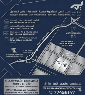 Industrial Land for Rent in Al Batinah Wadi Al Ma'awal