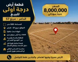 أرض 500 متر في الدامر – فرصة لا تعوض