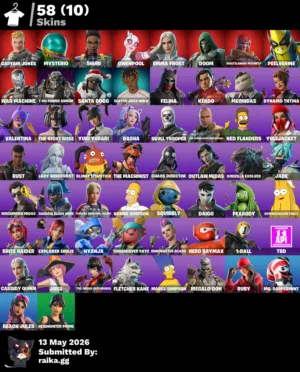 حساب فورت نايت  58  سكن