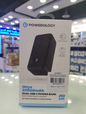 Powerology onyx 20000mah dual usb-c power bank 65w
