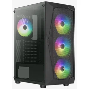 كيس جيمنج للتجميعات فارغ مع 4 مراوح ار جي بي ملون - GAMING 4X RGB FANS GAMING CASE