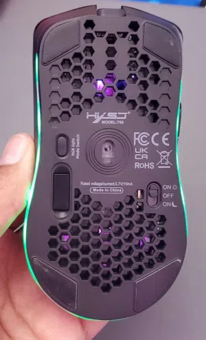 HXSJ T66 three-mode wireless mouse 2.4G/wired/BT5.3 hole mouse 3600dpi charging game mouse(BLACK)