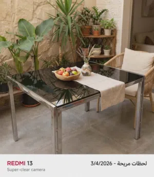 طاولة سفره ستالستيل وجه زجاج سيكوريت