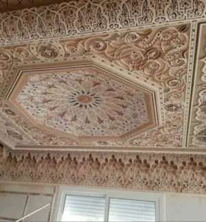 معلم جبس مغربي نقش يدوي قبب ديكورات إسلامية فخمة