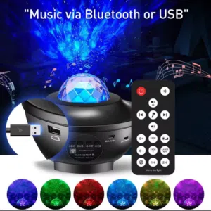 الاسم: جهاز عرض النجوم والمجرة مع سبيكر الوصف: جهاز عرض النجوم والمجرة – Small Bowl Starry Projector