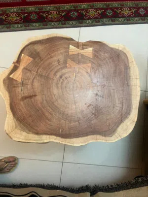All-wood tree trunk coffee table
