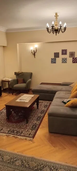 شقة مفروشة للإيجار زهراء المعادي 3 غرف وريسبشن مكيفة بالكامل مدة طويلة فقط