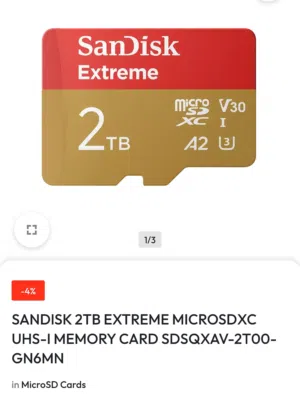 ذاكرة 2Tb اصلية SANDISK 2TB EXTREME MICROSDXC