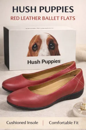حذاء فلات من ماركة Hush Puppies باللون العنابي ( البرغندي ) – مقاس ميديوم M