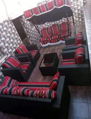 طقم كنب رتان خارجي سباعي مع مرجيحة فرش بدوي عربي خدمة التوصيل لجميع المحافظات