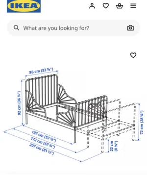 سرير أطفال معدني قابل للتوسيع مع فرشة إسفنج