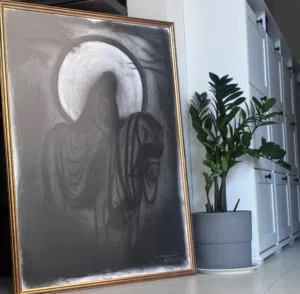 Art frame original handmade using charcoal.