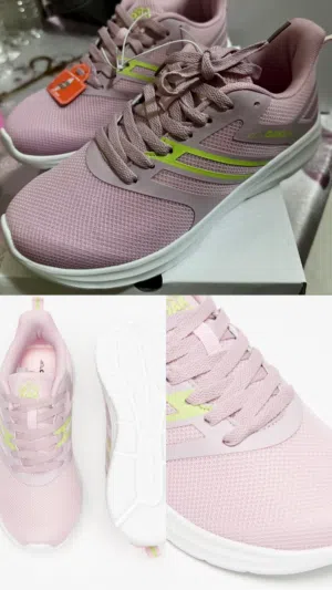 Textured lace-up sport shoes with cushioning. Contrasting toned panel details.
