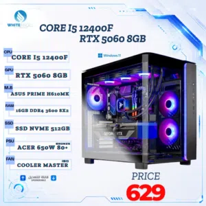 تجميعة العاب CORE I5 12400F بكرت شاشة RTX 5060 8GB رام 16 جودة مقابل افضل الاسعار