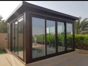 Aluminum Pergola, Wooden Pergola Glass Room, and Majils, with gypsum roof and lights