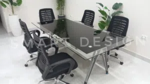 ترابيزه إجتماعات زجاج سيكوريت شاسيه معدن اليكتروستاتيك متاح جميع المقاسات