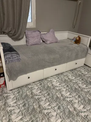 Used furniture dressing table, computer table, bed all in one with drawers and mattress