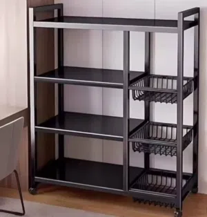 ستاند المطبخ مع سلال فواكه حجم كبير تتسع للكثير من الاغراض متوفر باللون الابيض والاسود