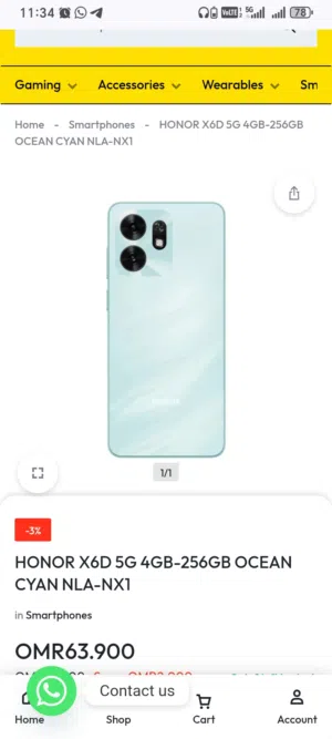 موبايل أونر استعمال اقل من شهر HONOR X6d 5G