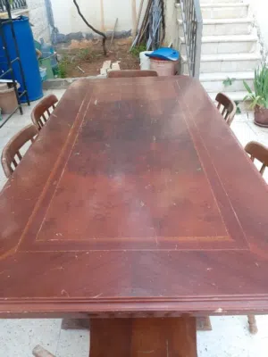 طاوله سفره خشبيه مع 6 مقاعد