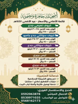 اضاحي غنم مرابي من مزرعتنا جدع سواكني نعيمي حري بربري ورفيدي وتيوس