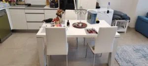Dining table with 4 chairs - White. Very good condition