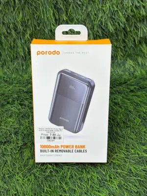 Porodo 10000 mAh 18W Powerbank with Type C and Lightning Cable - Black